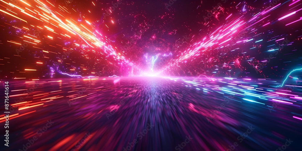 Poster captivating neon explosion ignite your product launch with dynamic visuals