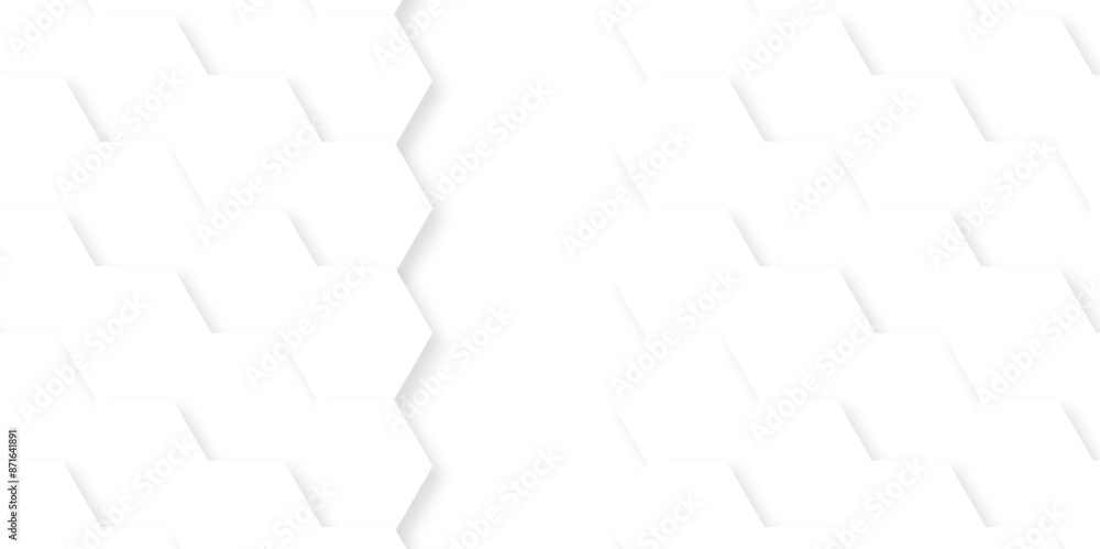 Poster white hexagon texture background. background with hexagons abstract paper texture and futuristic bus