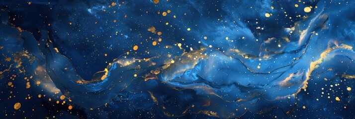 Abstract Blue and Gold Swirling Galaxy
