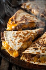 Beef quesadilla A beef quesadilla being grilled to golden perfection, with cheese melting out