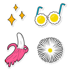 Set of sticker doodle transparent png