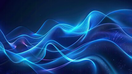 Obraz premium Elegant blue neon waves design, ideal for sophisticated and modern digital compositions