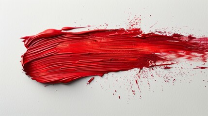Red paint stroke on white background