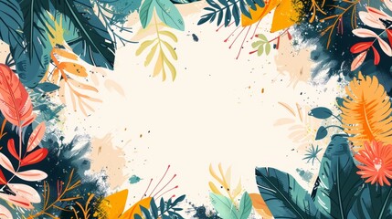 Abstract floral border with white background