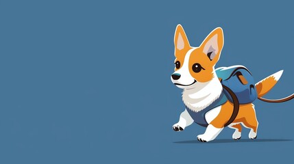 Obraz premium Dog hiking on a cobalt background