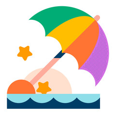 Beach umbrella png sticker, funky summer design, transparent background