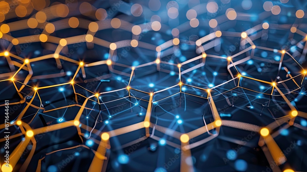 Aufkleber hexagon pattern network technology abstract background, illustrating interconnected digital systems