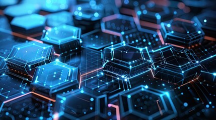 Fototapeta premium Hexagonal pattern network technology abstract backdrop, perfect for futuristic digital designs