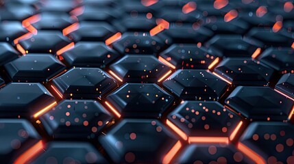 Obraz premium Hexagonal pattern technology abstract backdrop, showcasing interconnected digital networks