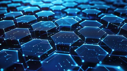 Obraz premium Hexagonal pattern technology abstract backdrop, showcasing interconnected digital networks