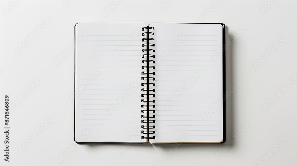 Poster isolated mockup of a blank closed spiral notepad on white background