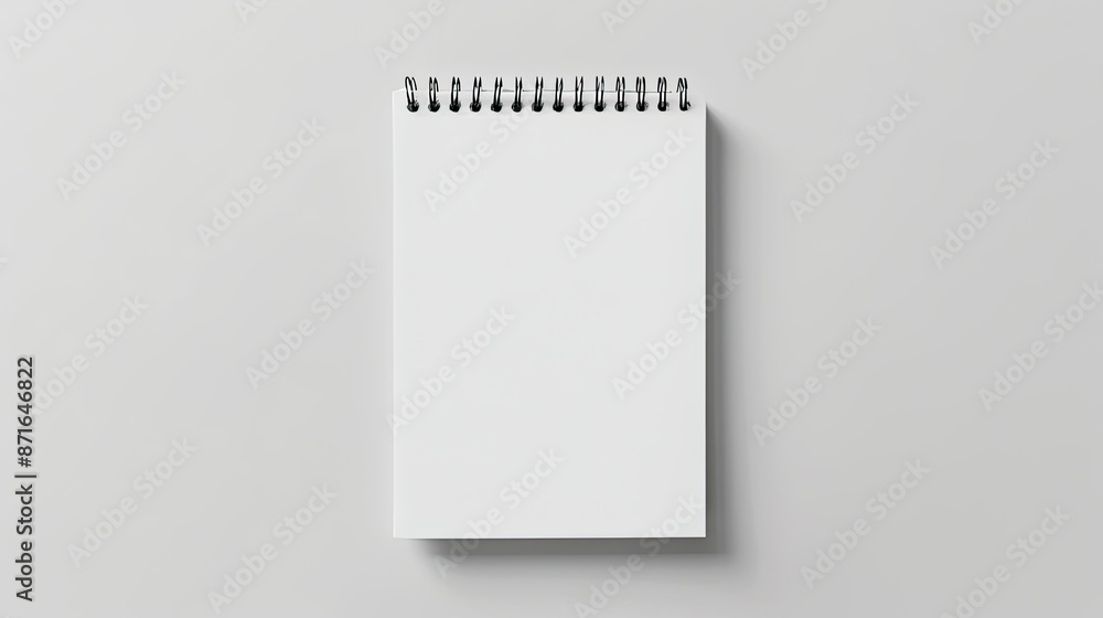 Poster isolated mockup of a blank closed spiral notepad on white background
