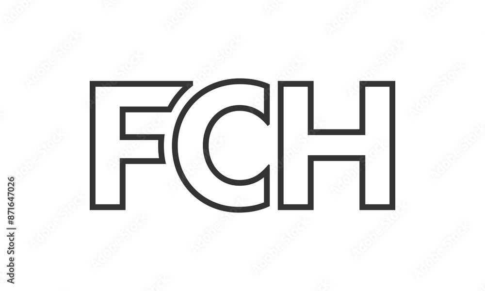 Fototapete FCH logo design template with strong and modern bold text. Initial based vector logotype featuring simple and minimal typography. Trendy company identity.