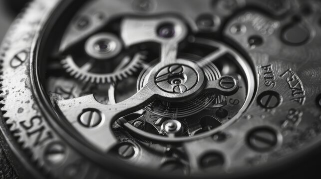 Vintage watch mechanism macro
