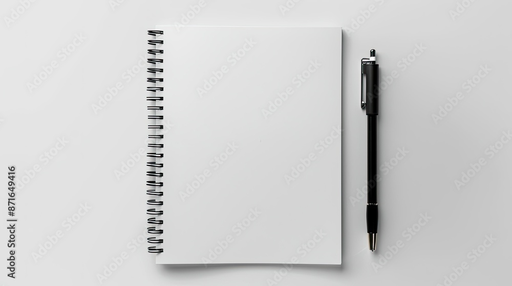 Poster realistic blank closed spiral notepad mockup on white background