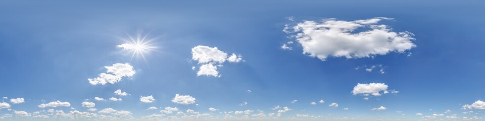 Obraz premium blue sky hdri 360 panorama view awesome white clouds with zenith for use in 3d graphics as sky dome or edit drone shot as sky replacement