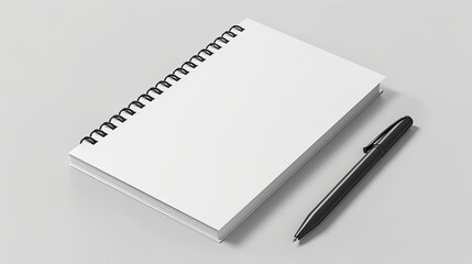 Realistic closed blank spiral notepad, mockup on white background