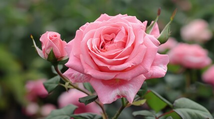 Pink rose in bloom