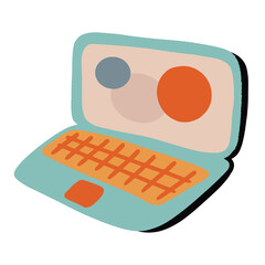 Vector hand drawn cartoon illustration cute small laptop