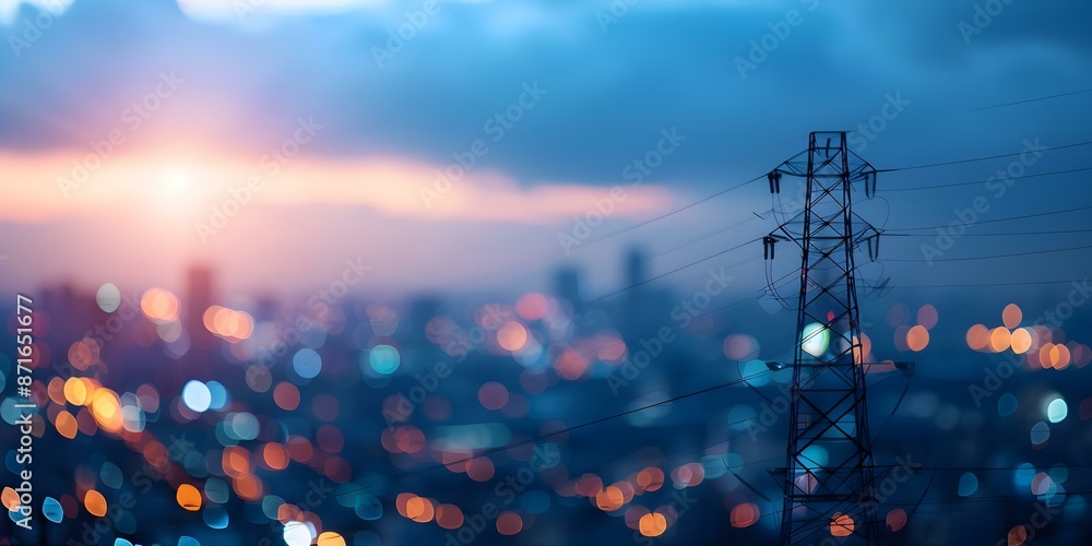 Poster efficient smart grid reacts swiftly to restore power and illuminate urban landscape amid blackout. c
