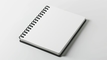 Spiral-bound notepad mockup, closed and blank, on a white backdrop