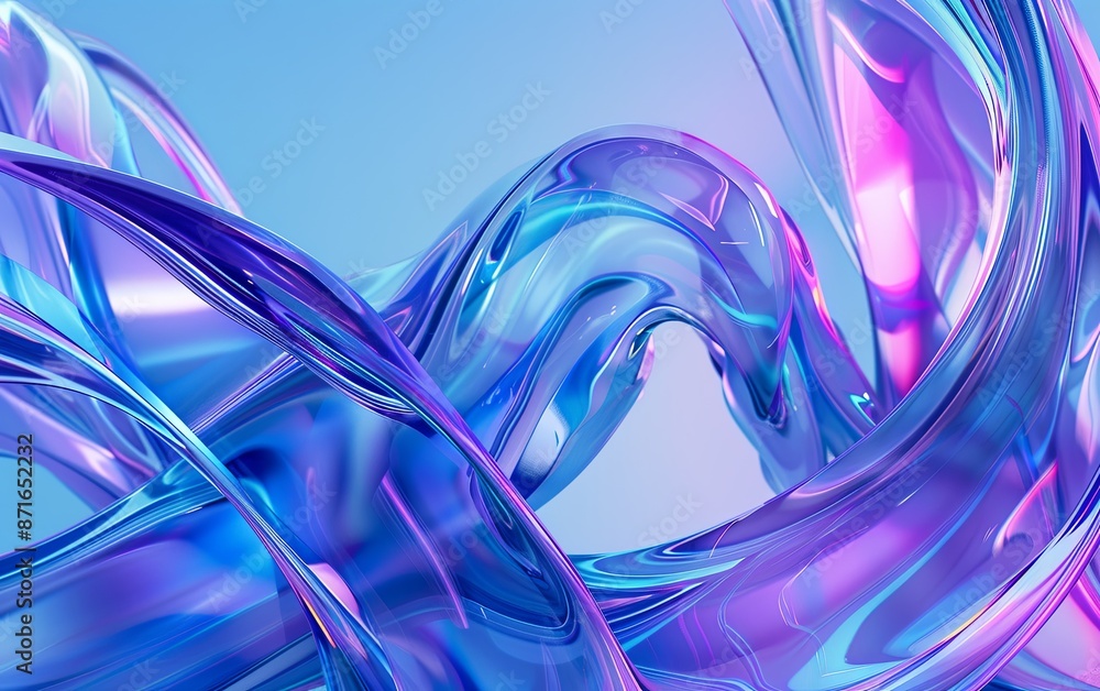 Sticker A blue and purple wave with a shiny, reflective surface