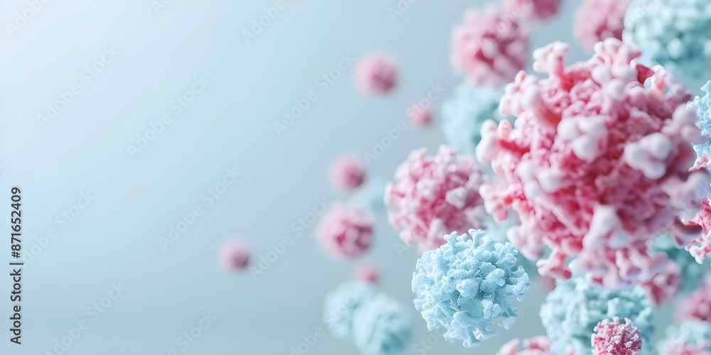 Poster visualizing enzyme's role in enhancing immune response to viruses an infographic with 3d models. con