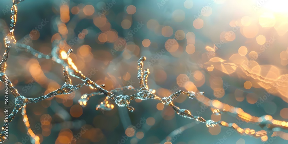 Poster pulsating energy animation in neuron cell. concept neuron cells, pulsating energy, animation