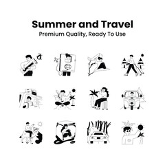 Take a look at this creatively crafted summer and travel illustrations set