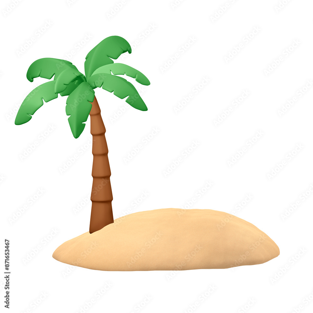 Poster Coconut tree png sticker, tropical 3D cartoon transparent background