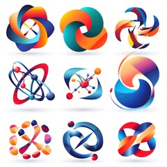 Set of Abstract Logo Designs with Vibrant Colors
