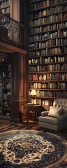 A cozy library with psychology books