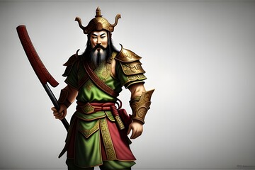 Fototapeta premium Guan Yu: A revered historical and mythological figure known as the God of War in Chinese culture, celebrated for his loyalty and martial prowess.