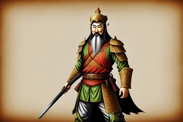 Obraz premium Guan Yu: A revered historical and mythological figure known as the God of War in Chinese culture, celebrated for his loyalty and martial prowess.