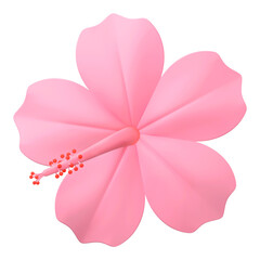 Pink Hibiscus png sticker, botanical 3D cartoon transparent background