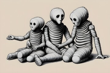 Obraz premium Mummies: Preserved bodies of humans or animals that have undergone a process of embalming and drying to prevent decay.