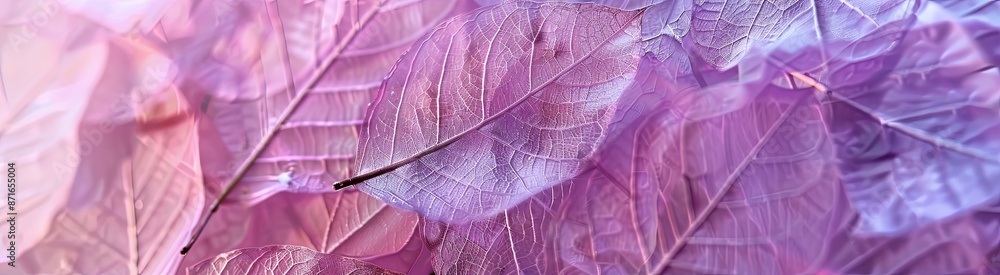 Sticker A close up of a bunch of purple leaves with a water droplet on it