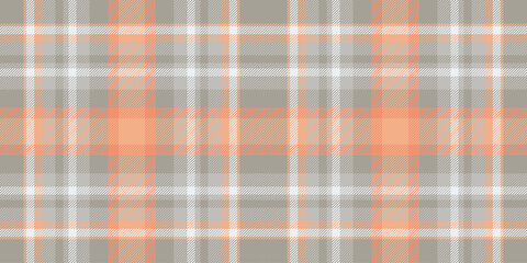 Celebrate background vector textile, 60s pattern fabric check. Greeting seamless plaid tartan texture in pastel and orange colors.