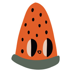 Vector hand drawn cartoon illustration cute watermelon piece