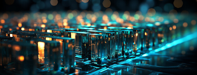 An Abstract Digital Matrix with Flowing Data Streams, Creating a Sense of Continuous Movement and Information Exchange 