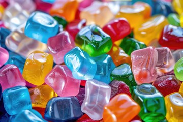 Colorful Assorted Sugar-Coated Jelly Candies Closeup