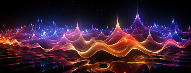  An Abstract Fractal Pattern with Neon Accents, Showcasing a Complex and Intricate Design that Represents Advanced Technology