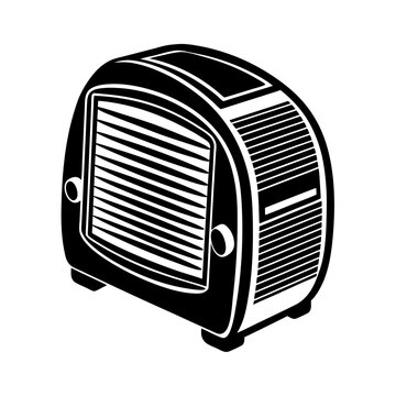 black retro radio isolated on white clip art preview