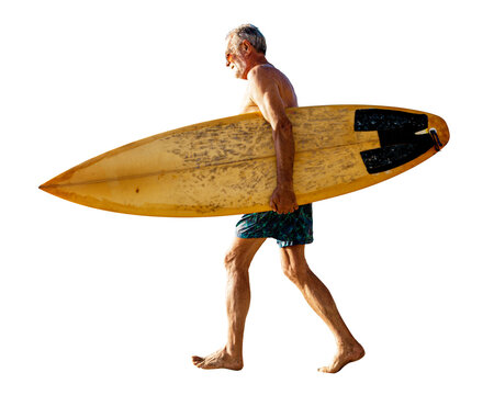 Summer vacation png senior male surfer sticker, transparent background - Powered by Adobe