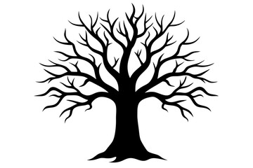 Halloween tree vector illustration, Halloween silhouette vector	