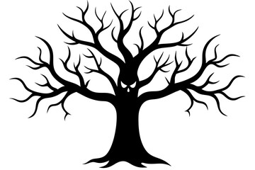 Halloween tree silhouette vector, Silhouette of a dead tree vector illustration