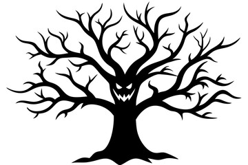 Halloween tree silhouette vector, Silhouette of a dead tree vector illustration