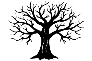 Halloween tree silhouette vector, Silhouette of a dead tree vector illustration