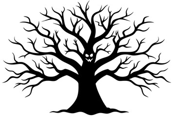 Fototapeta premium Halloween tree silhouette vector, Silhouette of a dead tree vector illustration