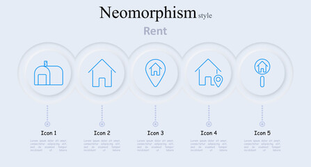 Rent set icon. House, house with pin, search. Real estate, property, rent, lease, housing, tenant, landlord, location, map, urban, residential, commercial, home search